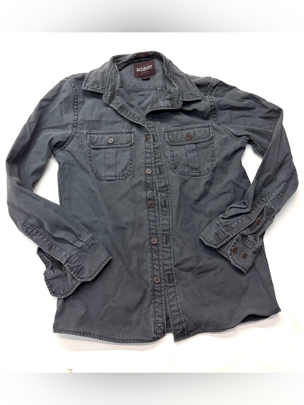 Alesbury Men's Charcoal Gray Button-Up Shirt Jacket Slim Cotton Stitchfix